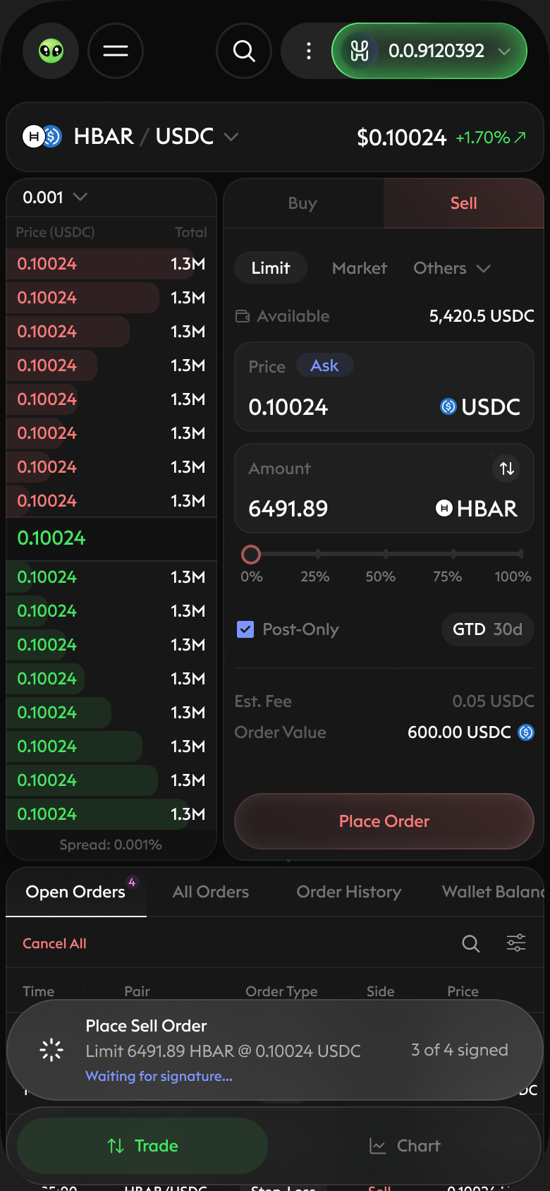 Mobile pending transaction